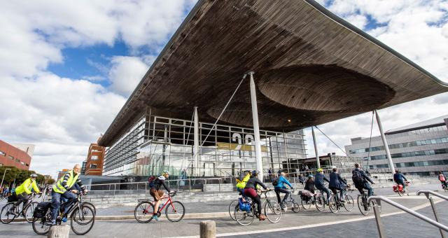 Cycle on the Senedd.