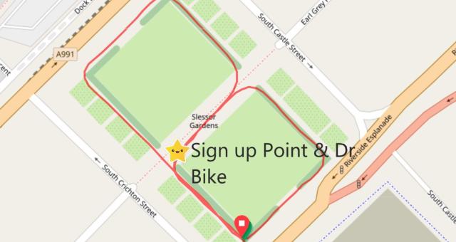 Dundee Pop-up Pedal on Parliament Slessor Gardens Sign up and Dr bike 