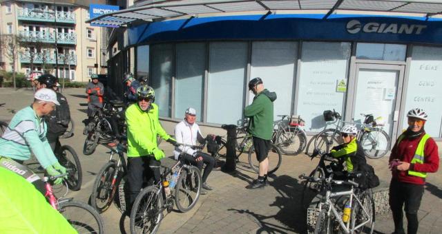 Cyclists at the Giant Bike Store in Shoreham-by-Sea