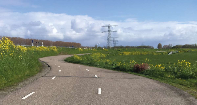 Scenic photo of a road in the Netherlands with no cars or people on it