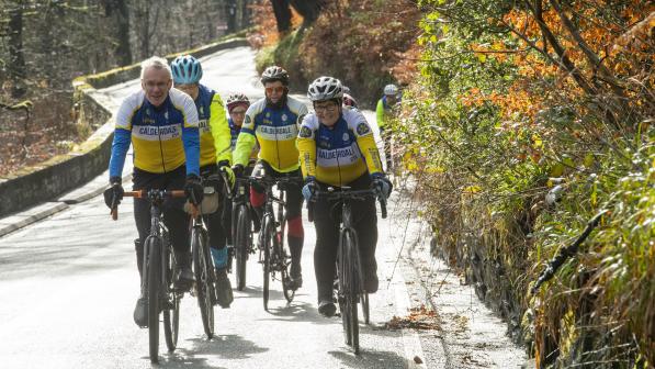 Cycling UK affiliated group Calderdale CTC members out cycling on the road