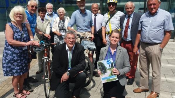 Councillors and campaigners outside Suffolk County Hall