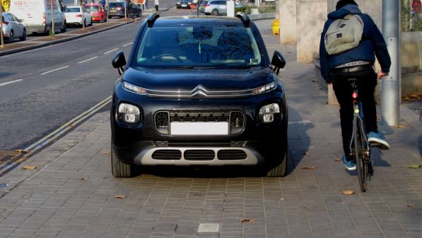 Cycle lane blocked by a car
